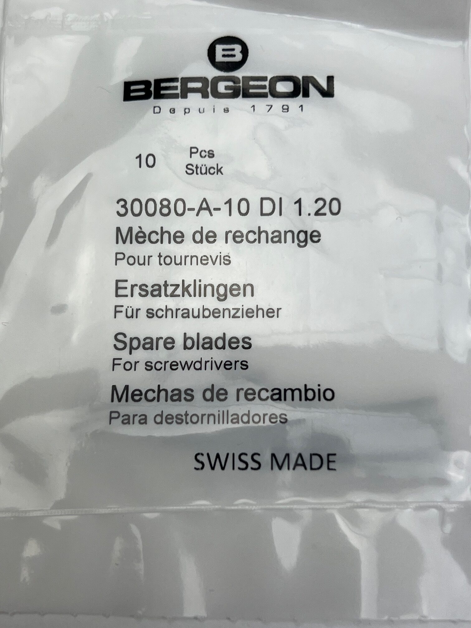 Заменяеми остриета Bergeon 30080-A-10 DI 1.20, 10 бр. - Image 3
