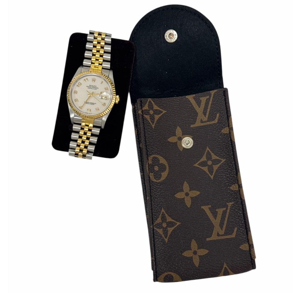 Кожен калъф за часовник Louis Vuitton в кафяв цвят