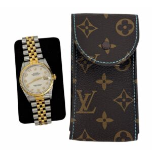 Кожен калъф за часовник Louis Vuitton с синя нишка