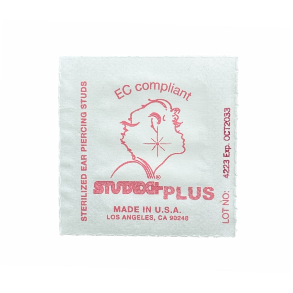 Златисти обеци за деца Studex с бели камъни, 3.95 мм - Image 2
