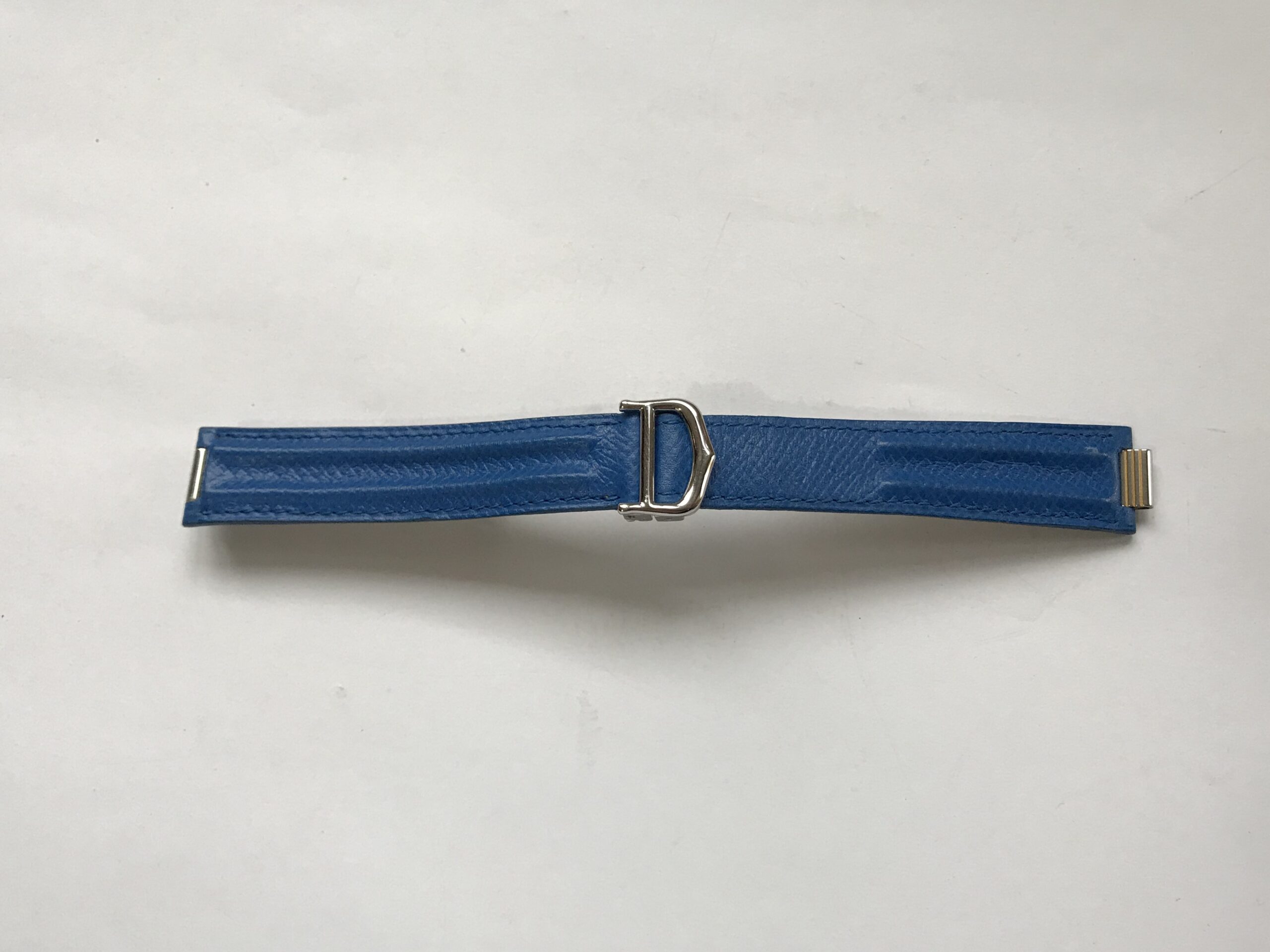 Синя кожена каишка с закопчалка 18 мм Cartier
