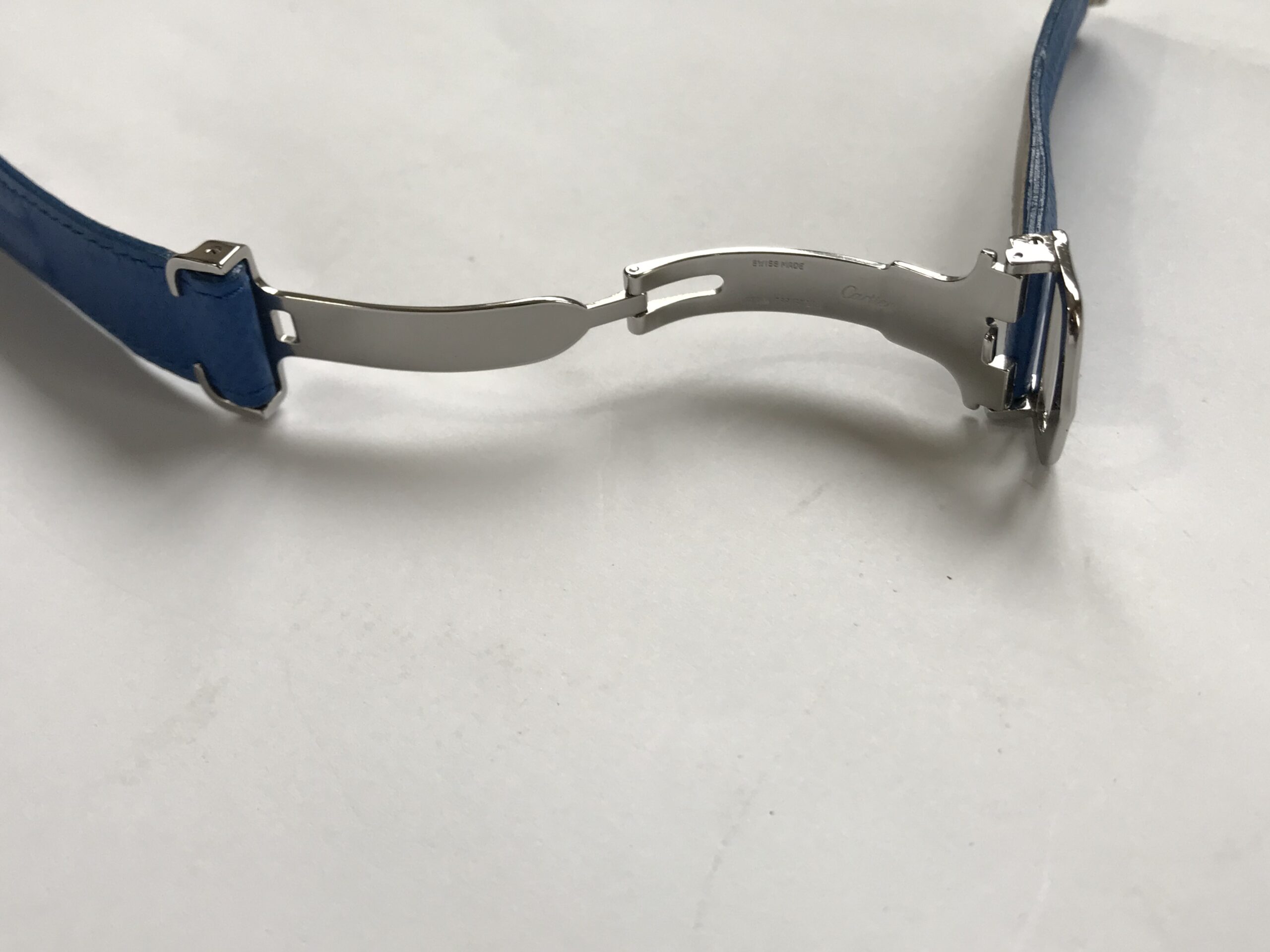 Синя кожена каишка с закопчалка 18 мм Cartier - Image 5