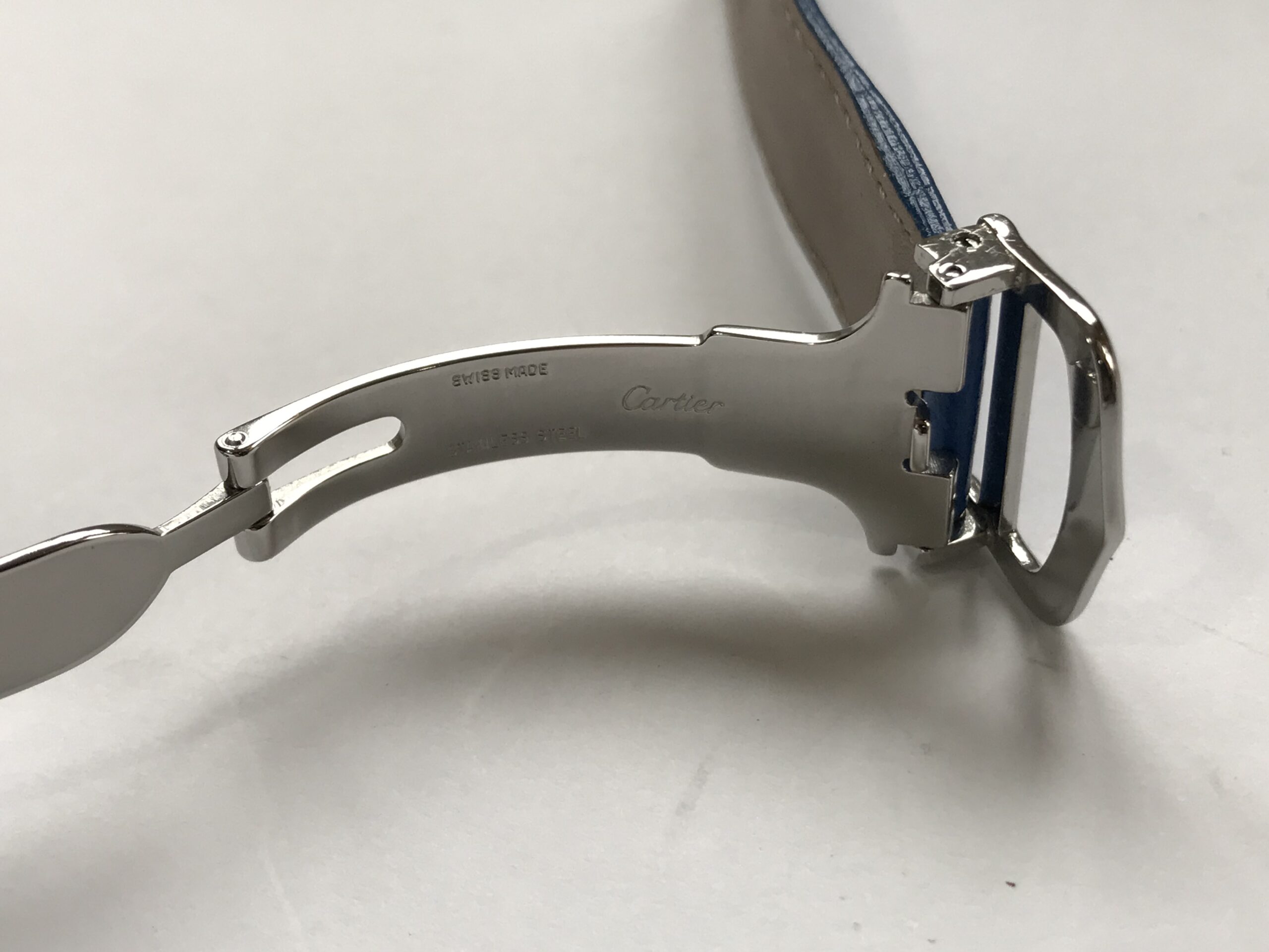 Синя кожена каишка с закопчалка 18 мм Cartier - Image 6