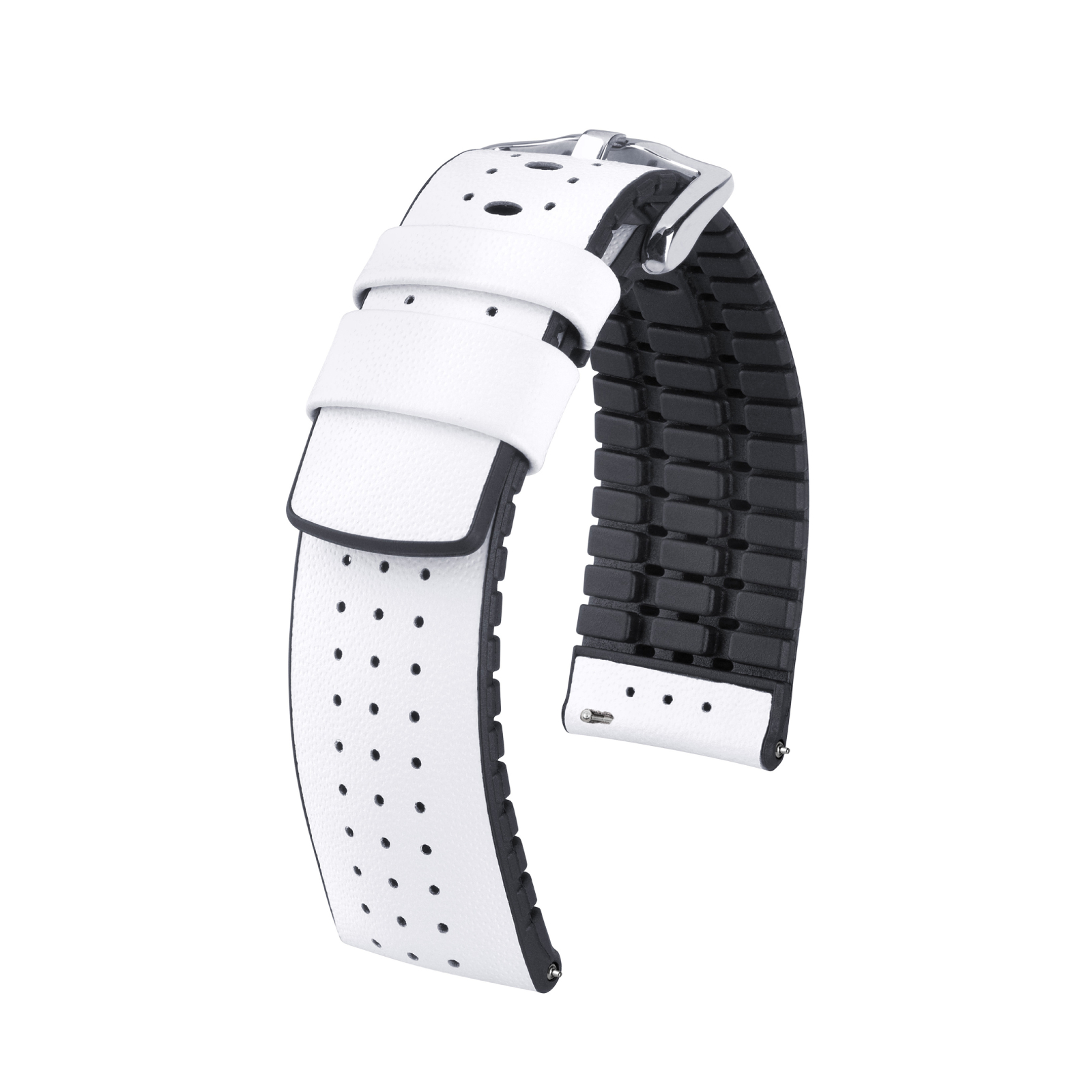 Кожена каишка за часовник Hirsch TIGER L бяла 20 мм