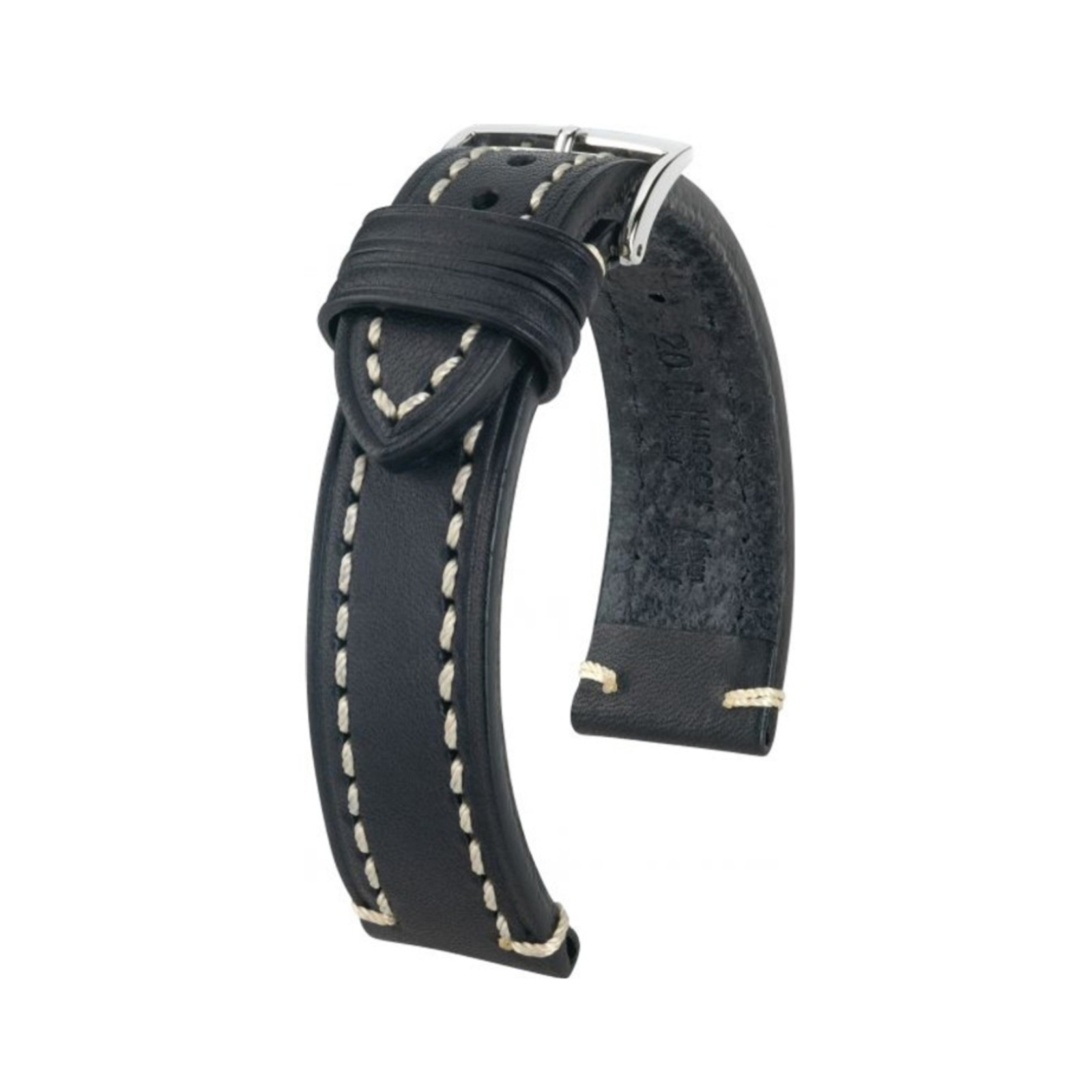 Черен каишка за часовник Hirsch Liberty Artisan L от телешка кожа 20 мм