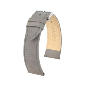 Кожена каишка за часовник Hirsch Osiris Nubuk сива, 20 мм