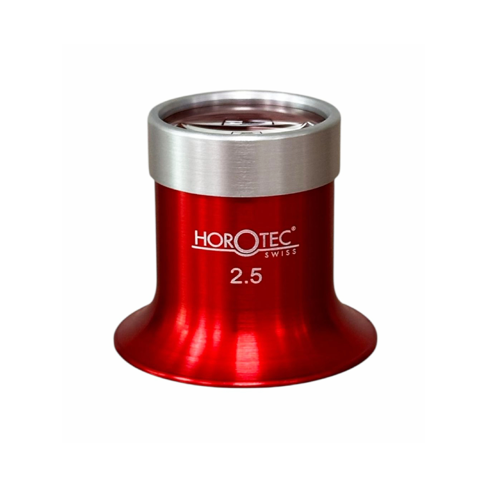 Лупа за очила Horotec MSA 00.031-2.5 с червен анодизиран алуминий x4