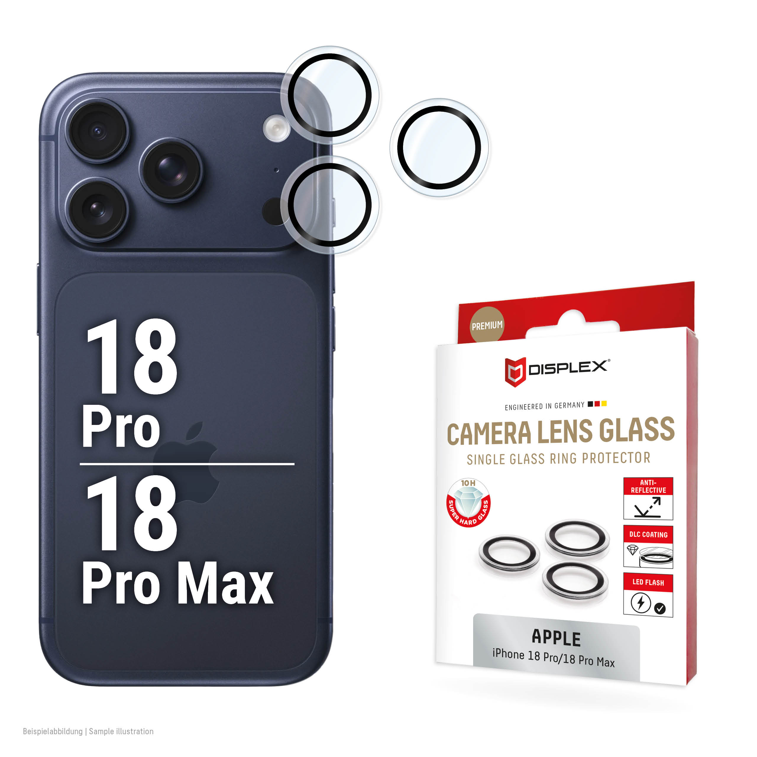 DISPLEX Premium стъкло за камера за iPhone 18 Pro/Pro Max 10H DLC - Image 2