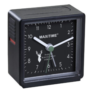 Часовник с будилник Maxitime, черен корпус и циферблат, функция за отлагане