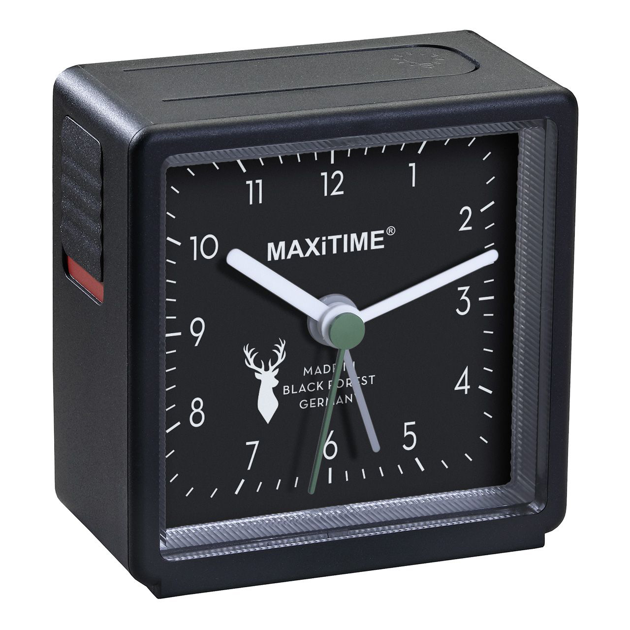 Часовник с будилник Maxitime, черен корпус и циферблат, функция за отлагане