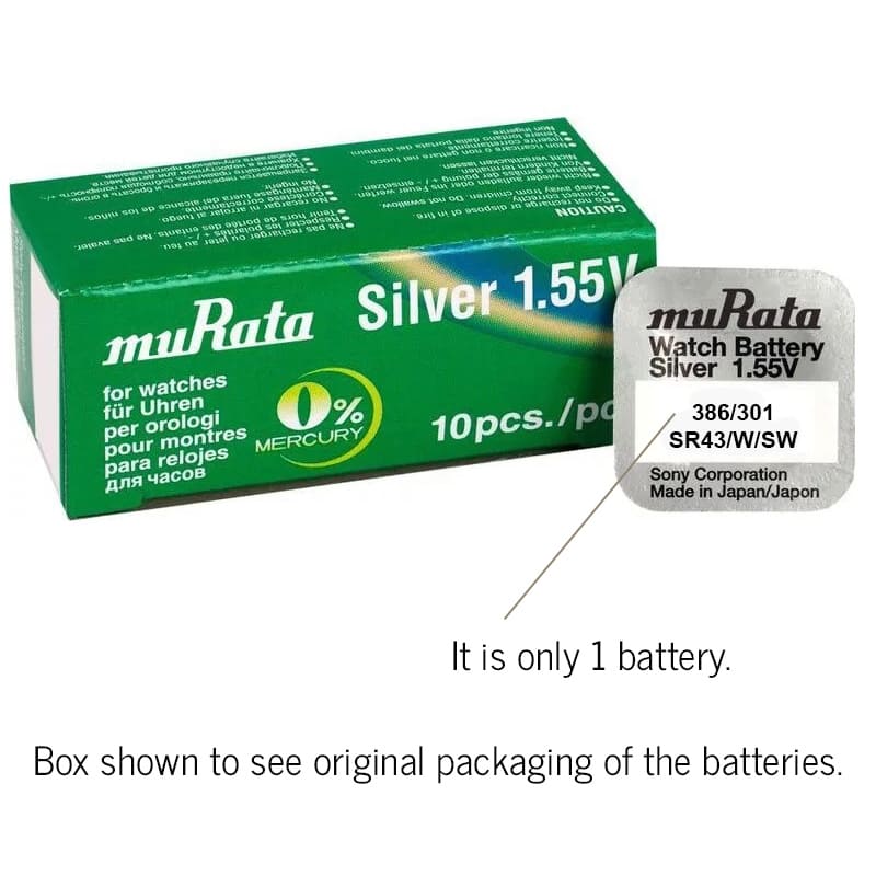Батерии Murata/Sony 386/301 за кварцови часовници с сребърни оксиди 1.55V - Image 3