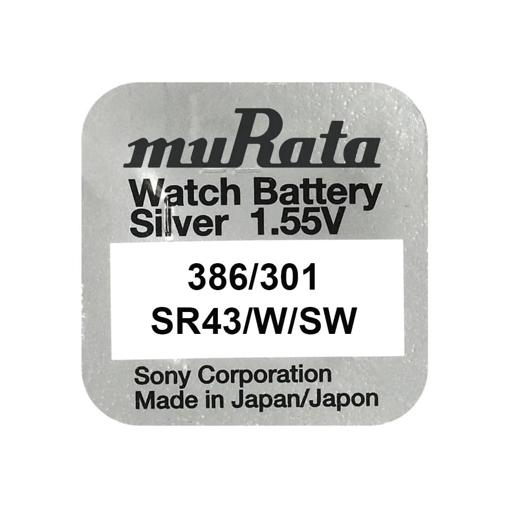 Батерии Murata/Sony 386/301 за кварцови часовници с сребърни оксиди 1.55V