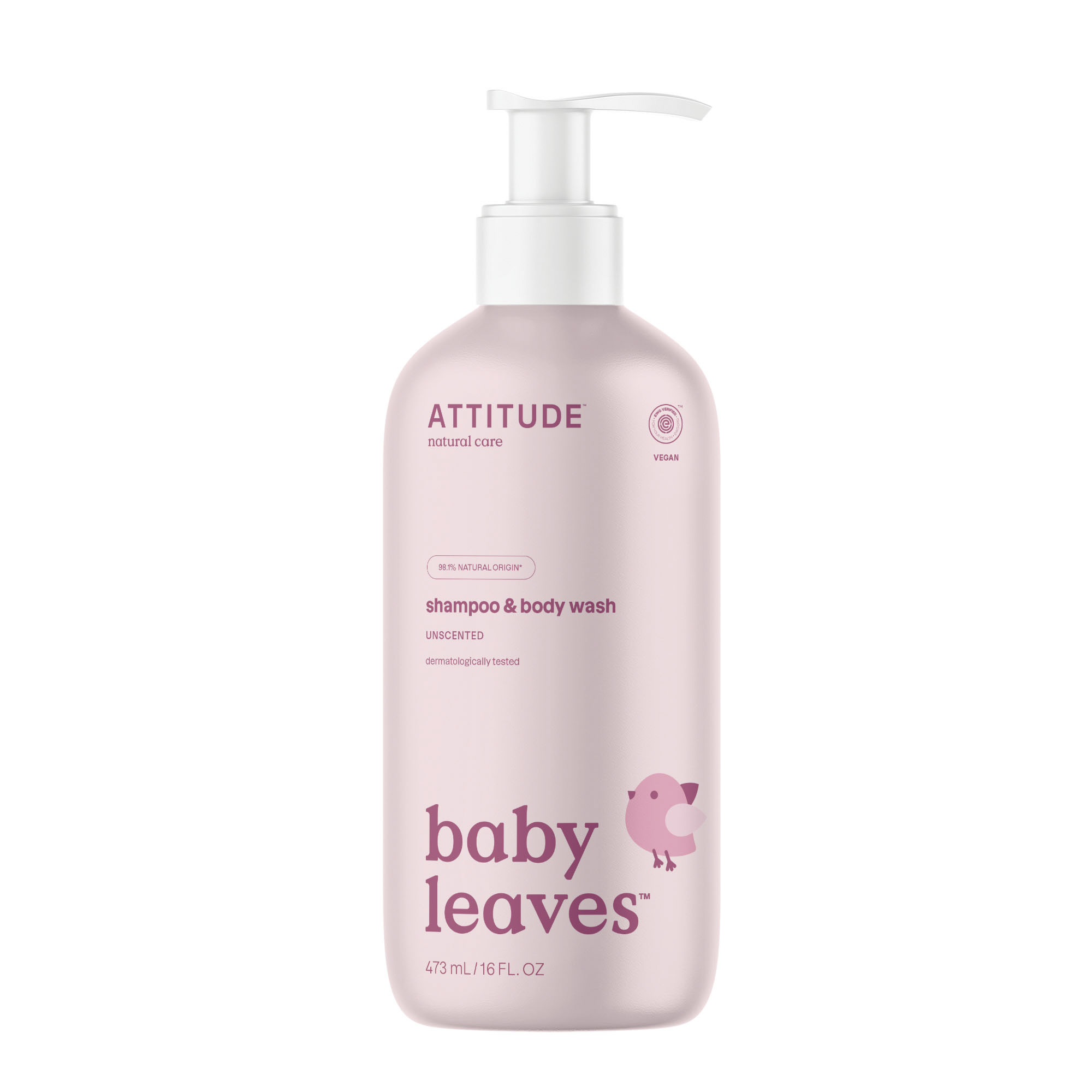 ATTITUDE Baby Leaves 2-в-1 шампоан и измиващ гел за тяло, без аромат