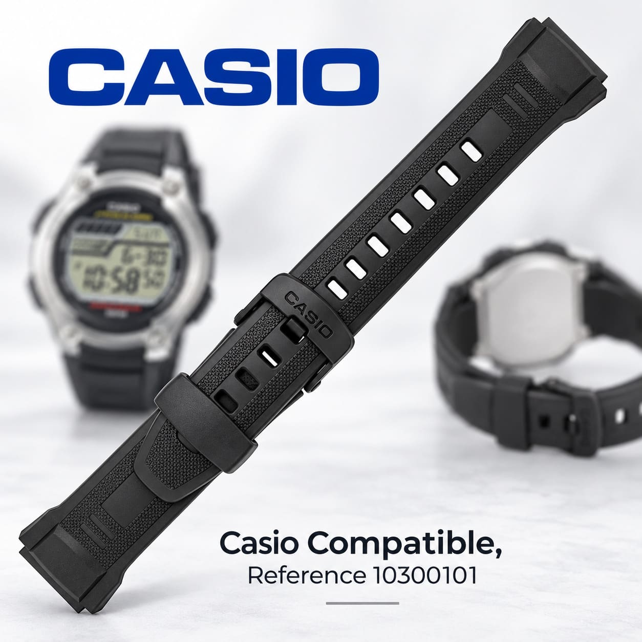 Черна каишка за часовник Casio 18 мм W-212H-1AV - Image 6