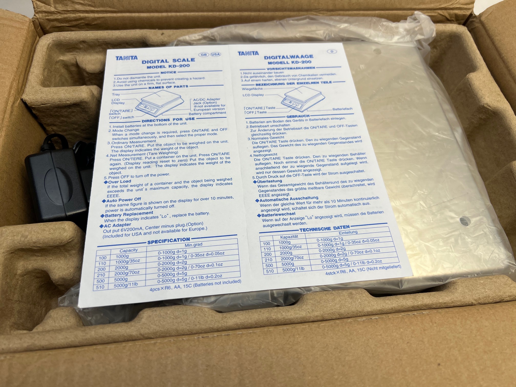 Цифрова везна Tanita KD-200-510 5000 г, с нарушена опаковка върнат продукт, нова - Image 2